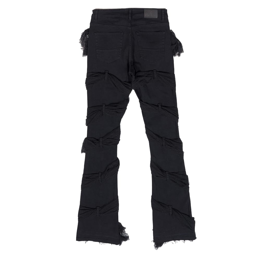 Men's Slim-fit Flared Pants, Featuring A Unique Rope Pattern, Casual Mid-Rise Hip-hop Style Jeans2