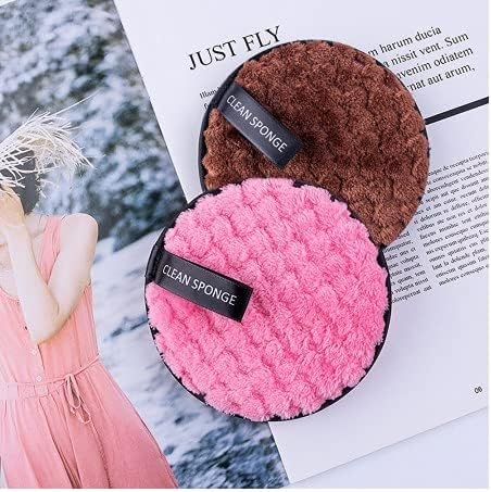 Image of Reusable Makeup Remover Pads (2 Pack) - Pink Microfiber Face Cleansing Sponges - Washable & Eco-Friendly Rounds for Sensitive Skin - Deep Pore Cleanser for Waterproof Makeup, Mascara & Foundation