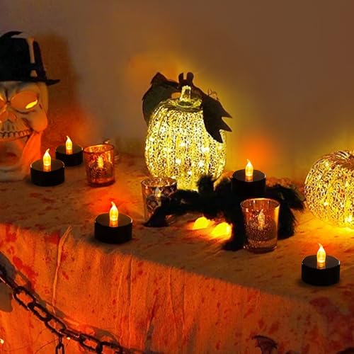 Image of Tea Lights Battery Operated Candles LED Tea Lights Flameless Candles 200+ Hours Flickering Fake Tealights for Halloween, Christmas Aniversary Home Table Decor(Black, 100 Pack)