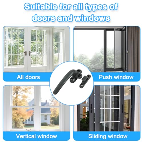 Image of HASTHIP Aluminum Alloy Casement Window Lock Kit with Left Handle Replacement Aluminium Window Handle (Grey Pack of 1)