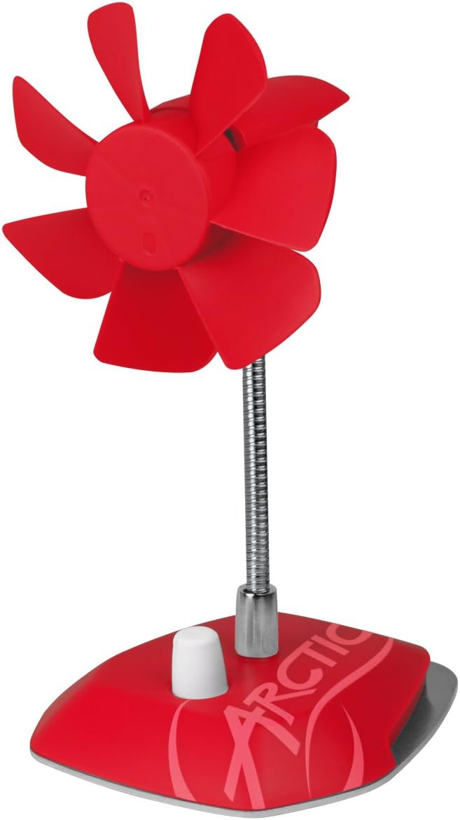 ARCTIC Breeze - USB Desktop Fan with Flexible Neck and Adjustable Fan Speed I Portable Desk Fan for Home, Office I Silent USB Fan I Fan Speed 800-1800 RPM - Red