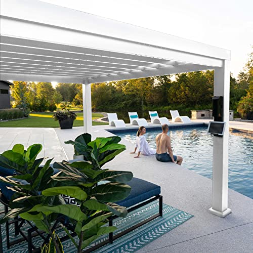 Backyard Discovery 16X12 Windham White Galvanized Steel Pergola W/Sail Shade Soft Canopy, Withstand Winds Up To 100 Mph, Rust Resistant, Steel Anchoring Plates, Easy Assembly, Usb, Electrical Outlets #TOP3