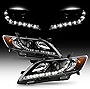 ACANII - For 2007-2009 Toyota Camry LED DRL Running Black Housing Projector Headlights Headlamps, Driver & Passenger
