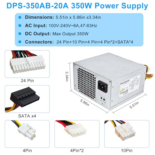 Alimentatore DPS-350AB-20A 350W ATX aggiornato compatibile con alimentatore HP ProLiant ML310e G8 671310-001 686761-001 DPS-350AB-20 A - Alimentatore - Immagine 4