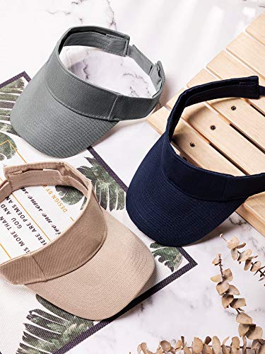 5 Pieces Sport Wear Athletic Visor Sun Visor Adjustable Cap Men Women Sun Sports Visor Hat (Navy, Black, White, Khaki, Light Gray) #TOP5