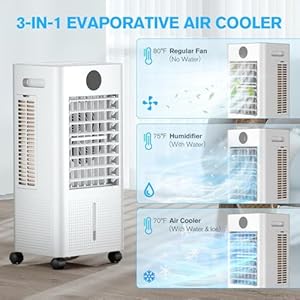 Windowless Portable Air Conditioner, 12H Timer & 2-Gal Tank, 3-IN-1 Portable AC Unit with Remote, 75°Oscillation, 3 Modes & 3 Speeds, Ultra-Quiet 22" Ventless Swamp Cooler for Room Home Office Windowless Portable Air Conditioner 12H Timer 2 Gal Tank 3 IN 1 Portable AC Unit with Remote 75Oscillation 3 Modes 3 Speeds Ultra Quiet 22 Ventless Swamp Cooler for Room Home Office