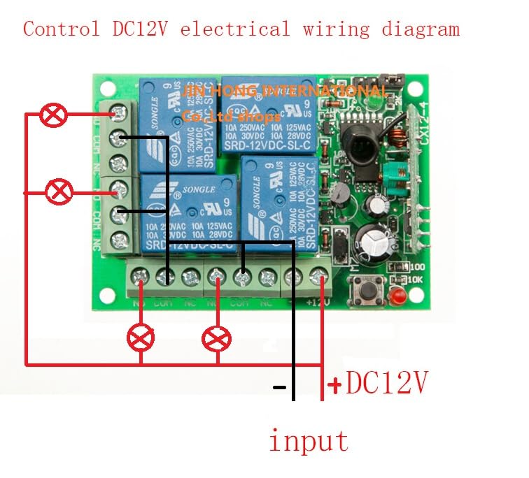 Interruptor de mando a distancia 315/433 MHz para luz, puerta, garaje mando a distancia universal dc12v 24v 4ch Relé receptor radio y mando a distancia (1RF)