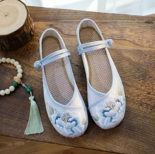 Floral Embroidered Satin Women's Shoes Chinese Style Cheongsam Hanfu Flat Shoes Vintage Mary Jane Ankle Strap Shoes Elegant Comfort Work Walking Shoes3