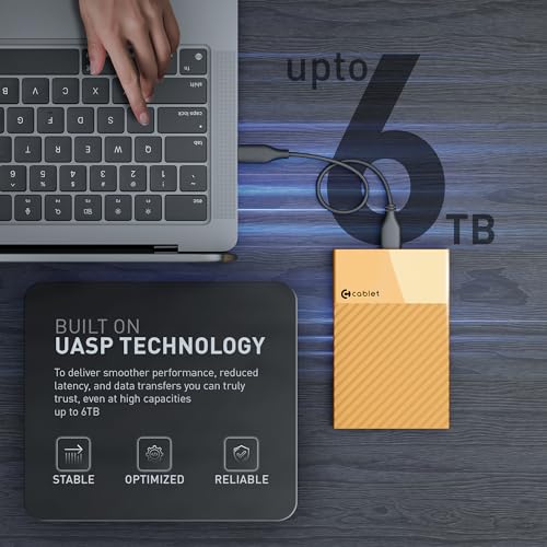 Image of Cablet 2.5 Inch SATA USB 3.0 HDD /SSD Portable External Enclosure for 7mm and 9.5mm, Tool-Free Design, Supports UASP Max 6TB (HD2577-U3-YL)