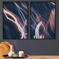 2 Piece Framed Canvas Wall Art Abstract Colorful Art Lights Canvas Prints Home Artwork Decoration for Living Room,Bedroom - 16