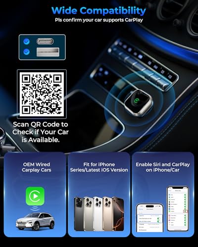 Wireless Carplay Adapter For Apple Iphone - Upgrade Wired Carplay To Wireless Device, Mini T-Shaped For Cars Usb Plug And Play Auto Reconnect, For Portable Car Gps Navigation Broadcast - 4