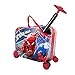 Fast Forward Spiderman Ride on Luggage for Kids, 18'' Suitcase with Seat for Kids, Cute Lightweight Travel Trolley