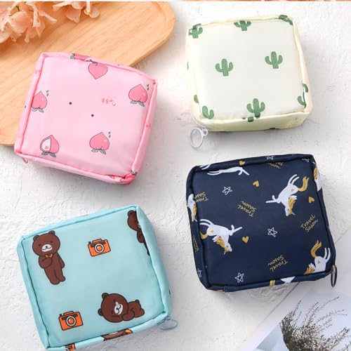 Image of 4Pcs Sanitary Pad Holder, Portable Sanitary Napkin Storage Bag Reusable Period Pad Pouch with Zipper First Period Kit for Teen Girls & Women
