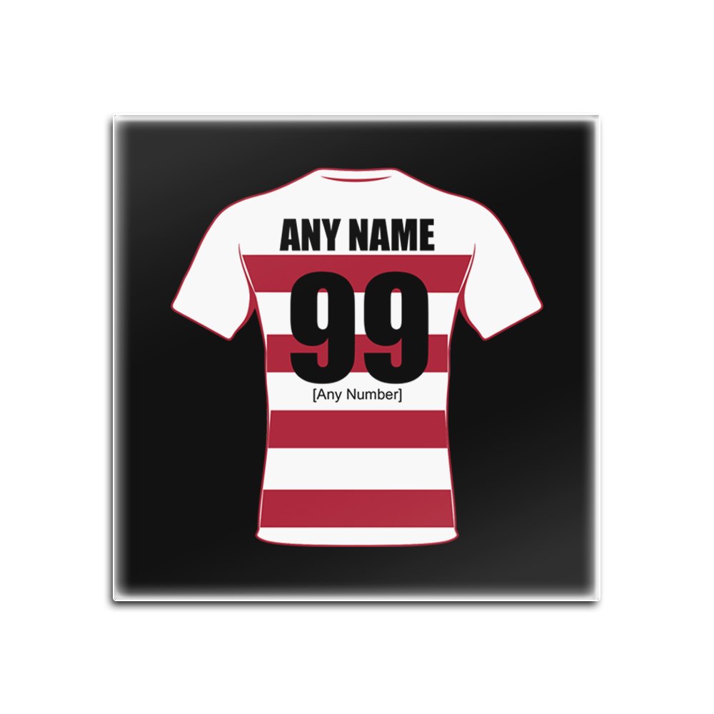 UNIGIFT Personalised Gift - Wigan Warriors Square Glass Coaster (Rugby League Design Theme, Colour Options) - Any Name/Message on Your Unique Mat Pad - Riversiders The Cherry and Whites