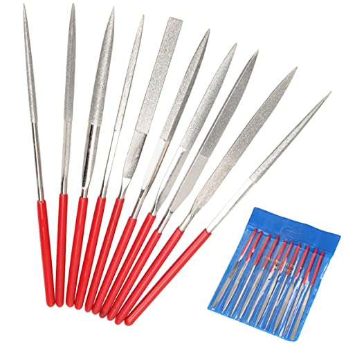 Techson Juego de 10 limas de agujas de diamante, 140 mm, mini herramienta de trabajo de tallado para madera, raspa, joyería, piedra de vidrio, manualidades de cerámica Cover