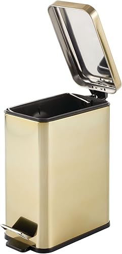 Miniatura 6 de mDesign - Cubo de basura de 2,6 galones de perfil delgado con escalón de metal, papelera, contenedor de basura, baño, tocador, dormitorio, cocina,