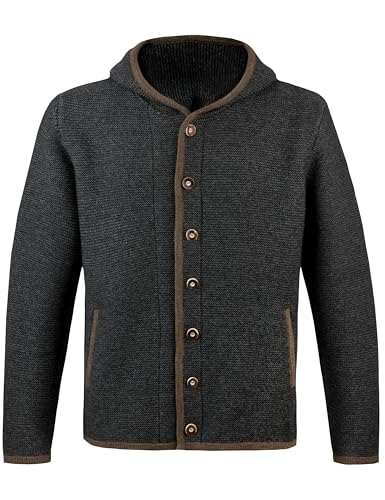 HerzSticht Herren Trachtenjacke (Modell: Wendelstein) Trachten Strickjacke Anthrazit 52