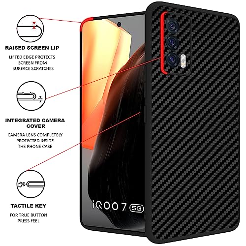 Image of RIGGEAR Sleek Case for iQOO 7 Back Cover Case (PC+TPU|Black CF)