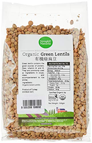 Simply Natural Organic Green Lentils Turkey 500g