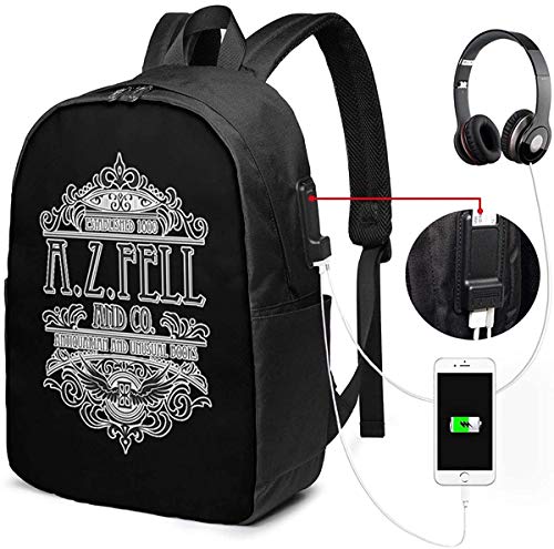 Good Omens; A.Z USB-Rucksack, Handgepäck, 43,2 cm (17 Zoll) Laptop-Rucksack für Reisen, Schule, Geschäft