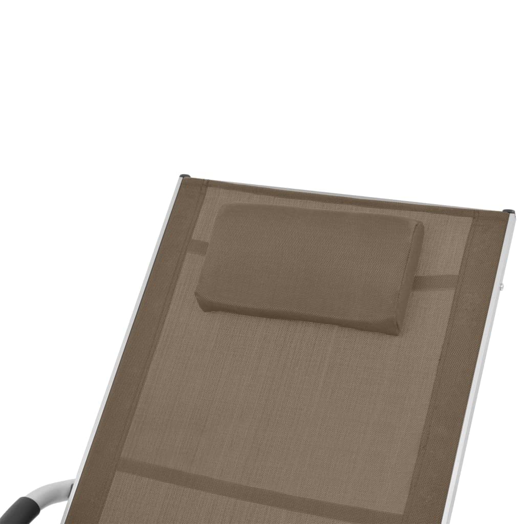 Leżak z poduszkami z aluminium i tekstylenu w kolorze taupe, do ogrodu, na taras i basen, regulowany, odporny na warunki atmosferyczne, ergonomiczny, składany, trwały, łatwy w montażu