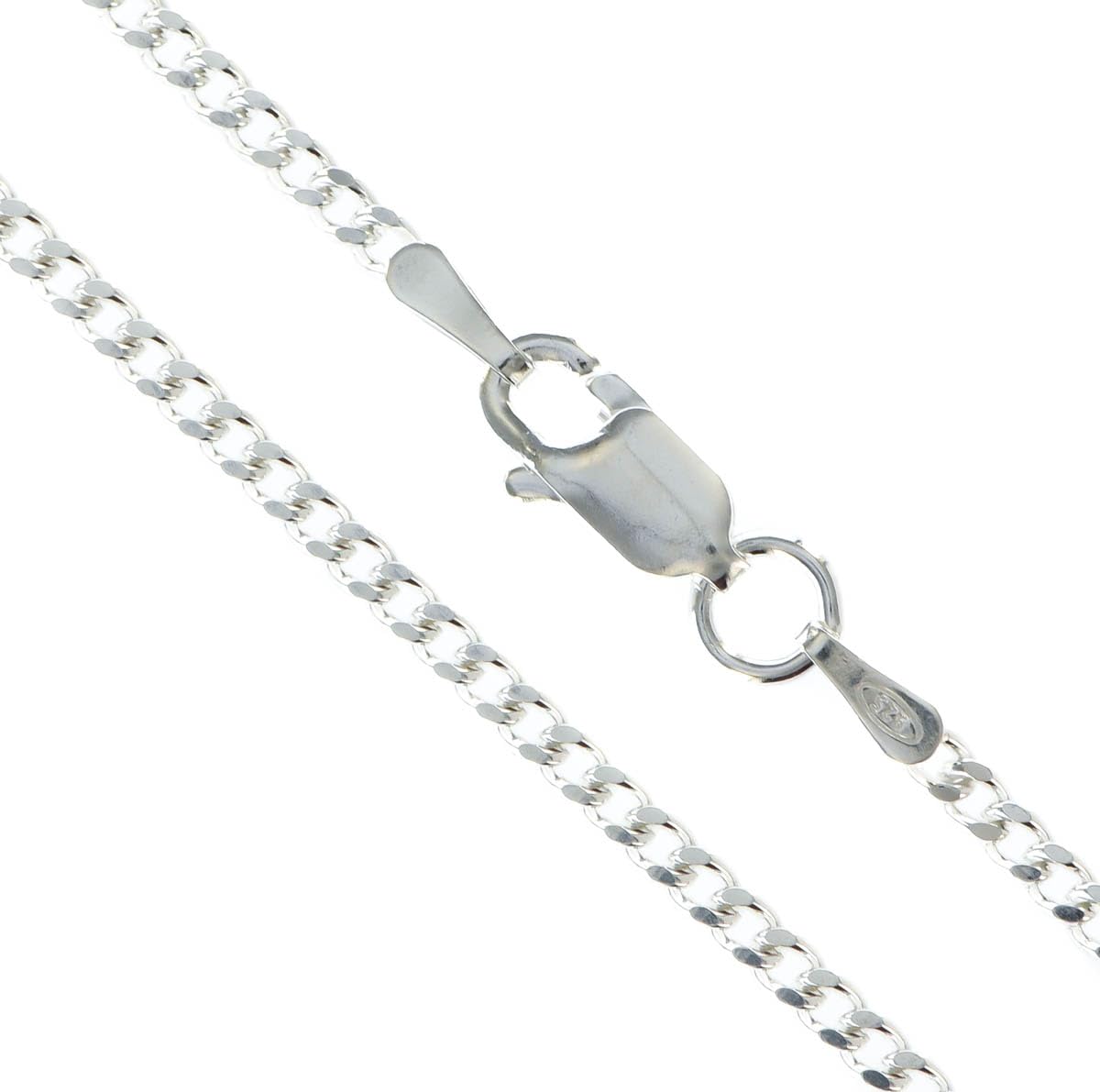 Collar de cadena fina de plata de ley de 2 mm, 40,6 a 61 cm, en caja de regalo
