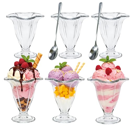 Flrolove 6 Pack Glass Footed Dessert cups, 6oz...