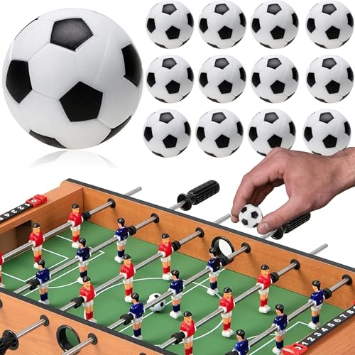 MINGZE 12 stücke Tischfußball Kickerbälle Ball, 36mm Tischfußball Fußball Ersatzbälle, Schwarz und Weiß Tischfußbälle Spiel Standardgröße