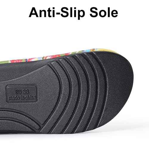 Image of shevalues Summer House Slippers for Women with Arch Support Breathable Waffle Cotton Indoor Slippers Slip on Open Toe Home Shoes