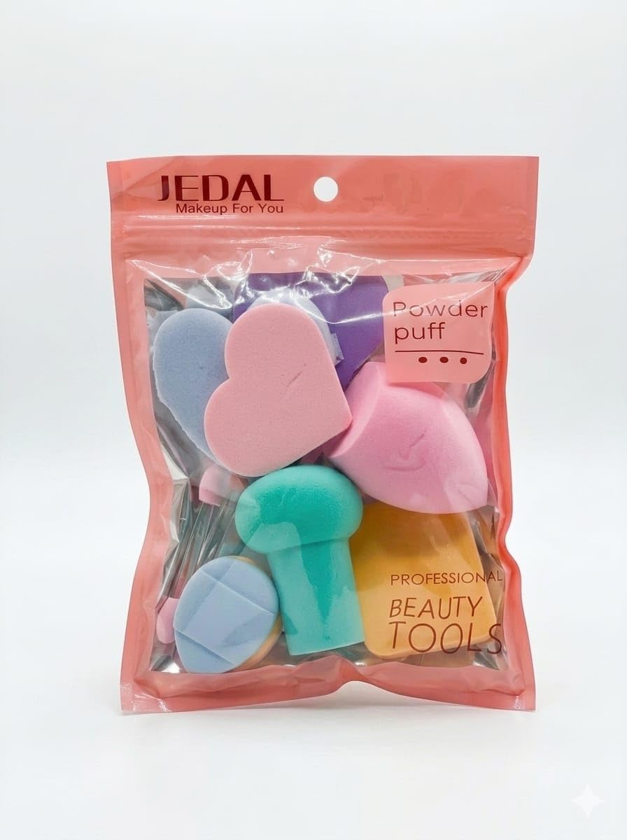 10 pcs Professional Makeup Sponge & Powder Puff Set | Multi Shape Beauty Blender Kit with Mini Cosmetic Sponges for Foundation, Concealer, Cream, Liquid & Powder Makeup | Soft Latex-Free Makeup Applicator Set-picture-22