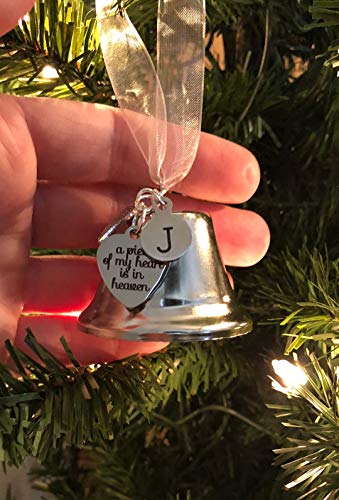 Custom Angel Wing Bell,"A Piece Of My Heart Is In Heaven" Initial Charm