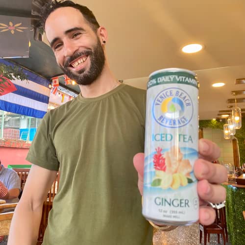 Venice Beach Beverage, Iced Tea, 100% Daily Vitamins, Variety Pack - 4 Flavors – Black Cherry, Ginger, Peach, Ginger & Turmeric, 12 Fluid Ounces, (12 Pack Case) #TOP6