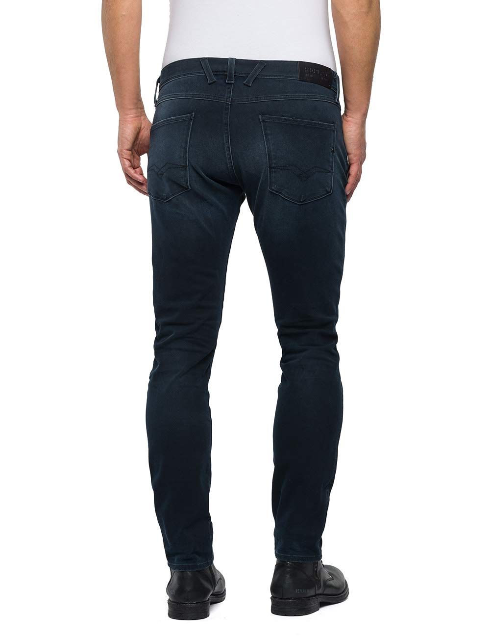Replay Mens Hyperflex Slim Fit Jeans Blue In Size 28w | Desertcart