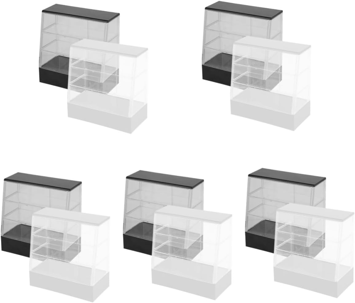 Milisten 10pcs Miniature Cake Display Cabinet Dollhouse Furniture for Bakery Scene White Black Cake Storage Units Elegant Dollhouse Accessories for Creative Play