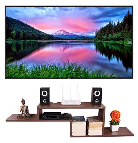 Image of Captiver Engineered Wood Wall Mounted Entertainment Tv Unit 52 Inch (Matte, Walnut)