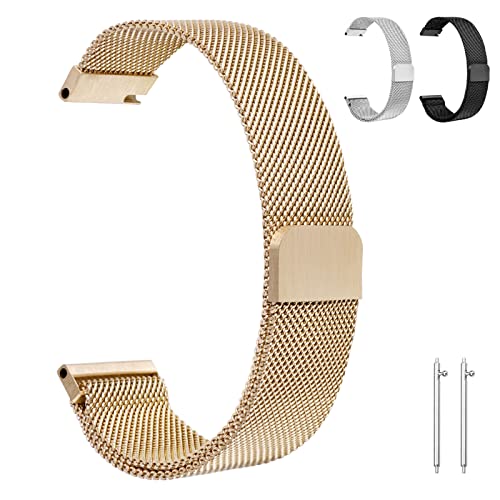 OFFCUP - OFFCUP Bracelet de rechange pour montre intelligente, à fermoir magnétique et à dégagement rapide, en acier inoxydable et maille tissée, réglable - 20 mm/22 mm, 22mm