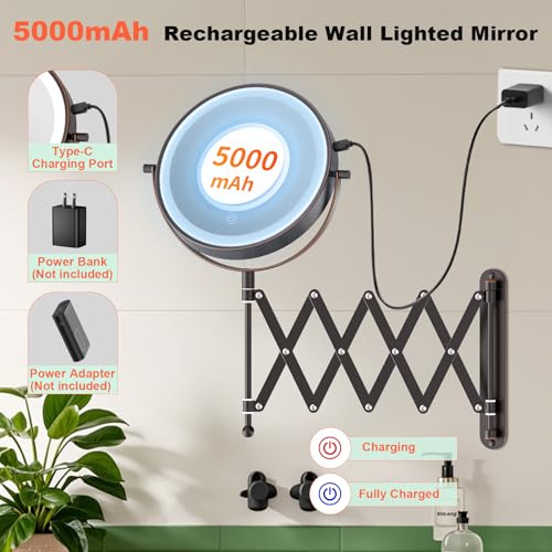Espejo de Maquillaje de Pared Recargable 8 Pulgadas miniatura 3