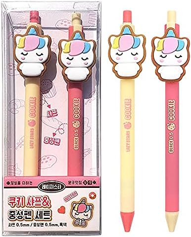 [2 em 1] Lápis mecânico de grafite e caneta de gel de personagens...