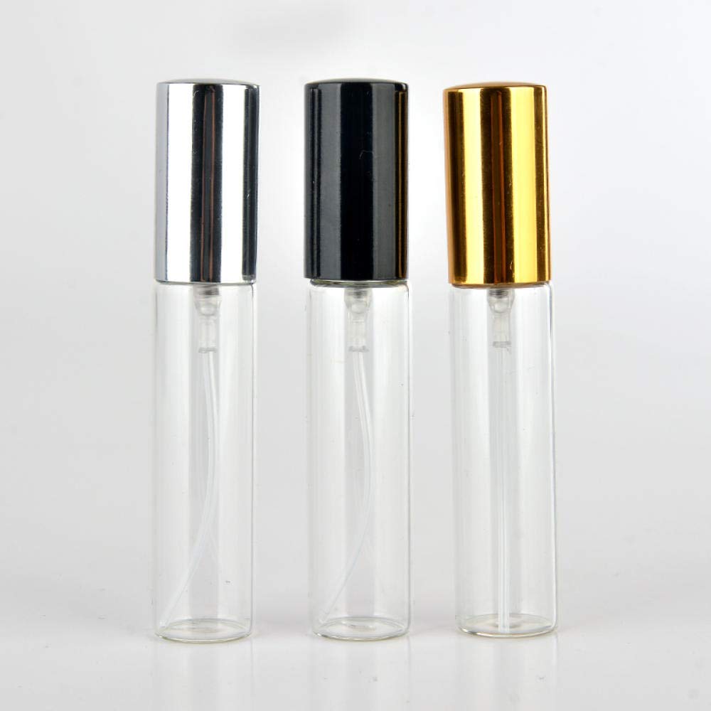Bottigliette Plastica100 Pezzi / 5 ml 10 ml Bottiglia di Profumo Portatile in Vetro Ricaricabile con atomizzatore in Alluminio Custodia Vuota per Profumo per viaggiatore-15ml_Argento