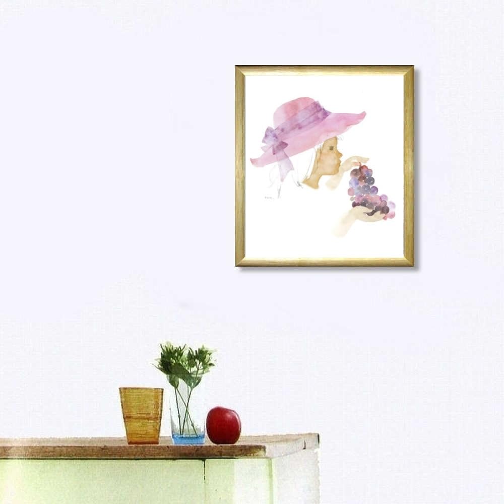 Amazon.co.jp: いわさきちひろ ぶどうを持つ少女 色紙 ナチュラル 複製