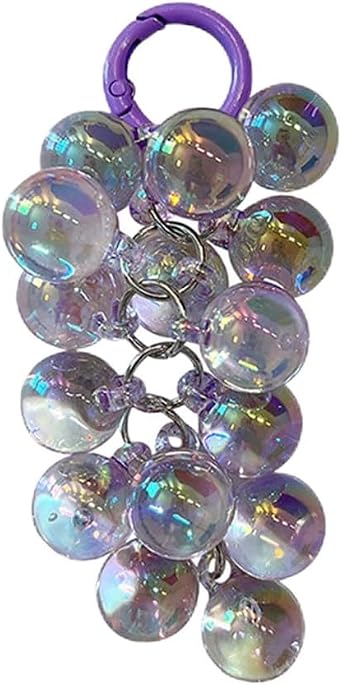 Grape Bag Charm Car Keychain Lanyard with Key Ring Grape Keychain Charms Pendant Purse Charms for Handbags Keyrings Women Gifts Car Key Fob Key Chain Tote Bag Wallet Shoulder Bags Satchel