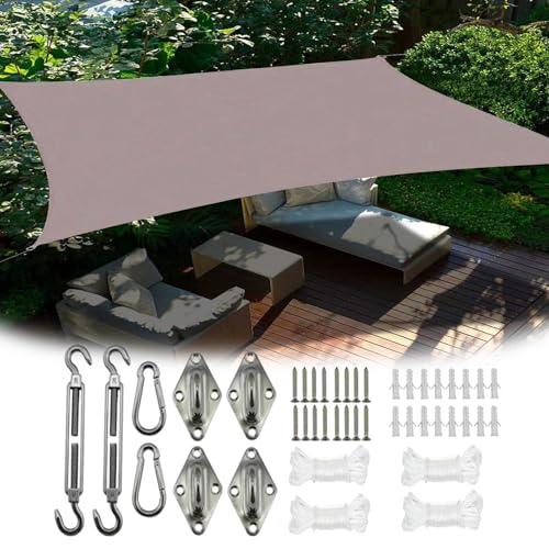 Voile d'ombrage rectangulaire 6x6m imperméable J et kit complet - 2