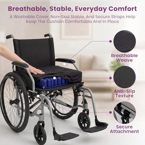 Inflatable Wheelchair Seat Air Cushion - 18" x 16" x 4" - Blow Up Seat Cushion for Pressure Sore and Ulcer Treatment - Dual Valve for Pressure Redistribution Includes Pump, Nylon Cover, and Repair Kit by ProHeal - Image 5