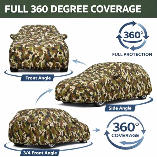 Image of Smart 100% Waterproof Car Cover for Brezza & All Models - Custom Fit with Mirror Pockets, Triple-Stitched, Soft Inner Lining, Dust, UV & Heat Resistant, Outdoor /Indoor All Waether Protection