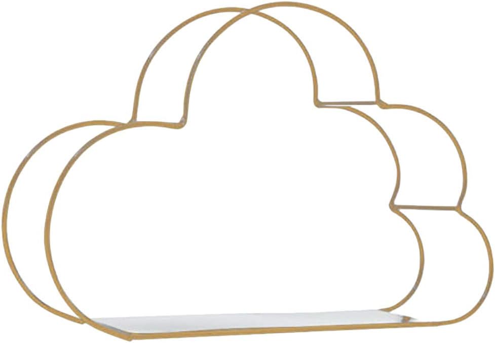 Wall Mounted Shelves, Cloud Shaped Iron Wall Shelf, Rustic Metal Photo Frame Display Racks - Flower Plant Pot Holder, Desktop Storage Organizer for Mail Letter Key, Bedroom Livingroom Decor (Gold)