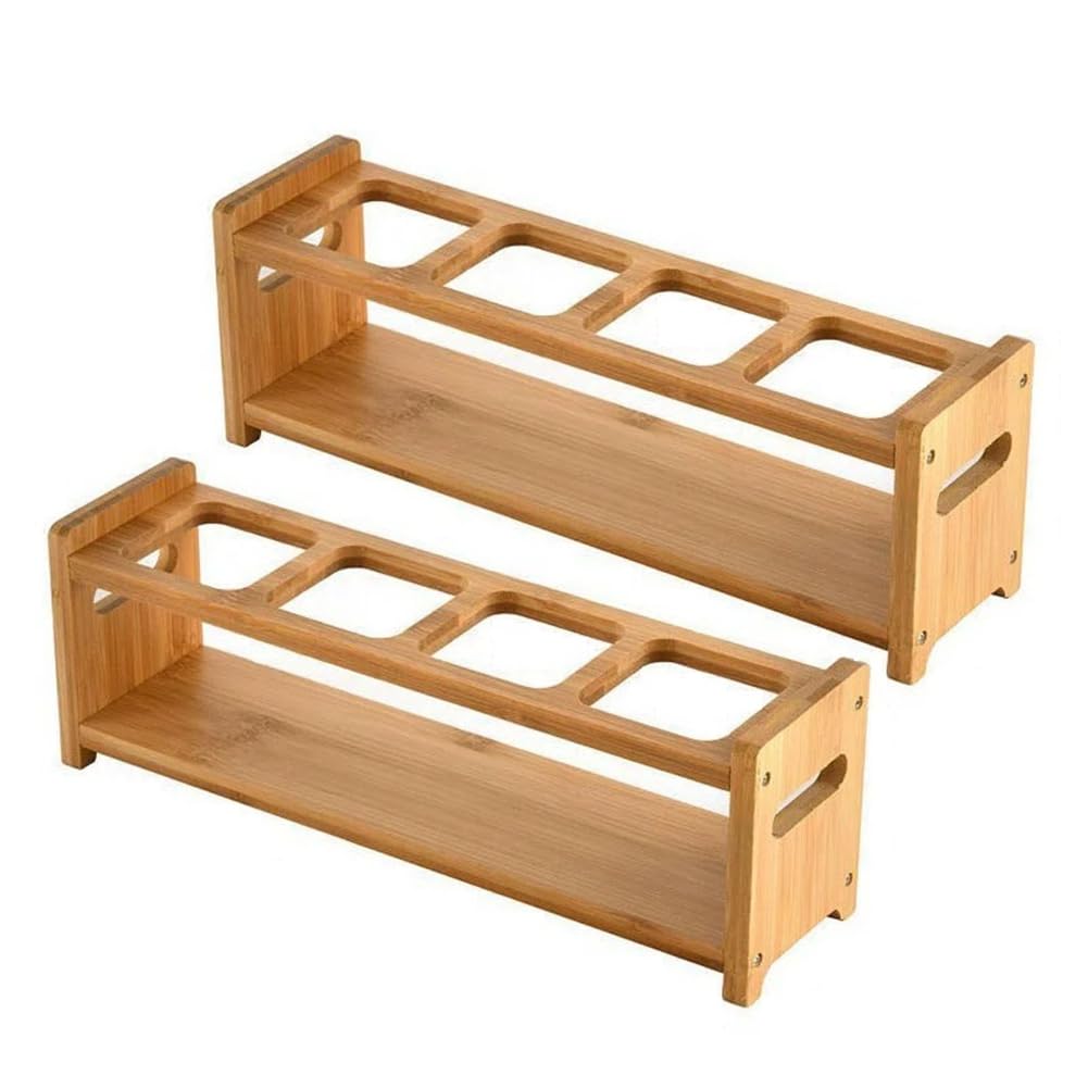 CTRLZS Wooden Oil Bottle Display Stand 4-Hole Kitchen Counter Oil Bottle Storage Shelf Multifunctional Storage Rack Anti Slip