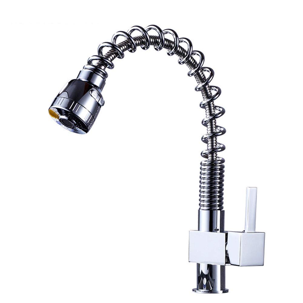 Mixer Tap WOOMD Professional Single Handle Kitchen Sink Tap Pull Out Sprayer Mixer Taps Pull- out 360° Swivel Kitchen Mixer Tap Brass Fitting Pull Down Single Lever Basin Kitchen Faucet(# 4 Chrome)