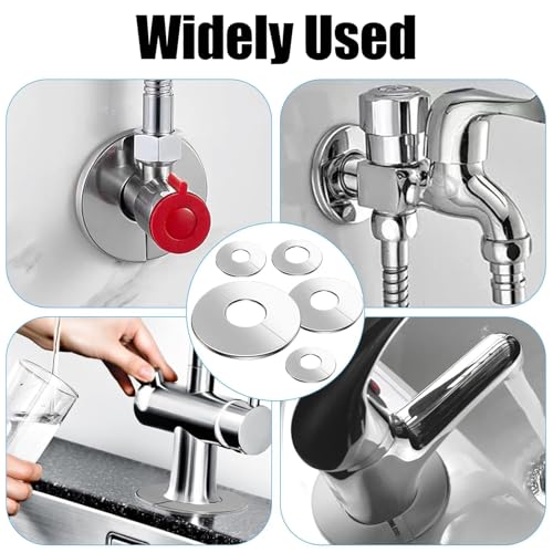 SIXHAOBU 10 Stk Wasserhahn Rosette, 22mm/26mm/34mm/42mm/51mm Edelstahl Selbstklebende Geteilte Rohrabdeckung, Ventillochabdeckungen Abdeckrosetten für Wasserhähne Rohre Duschwanne
