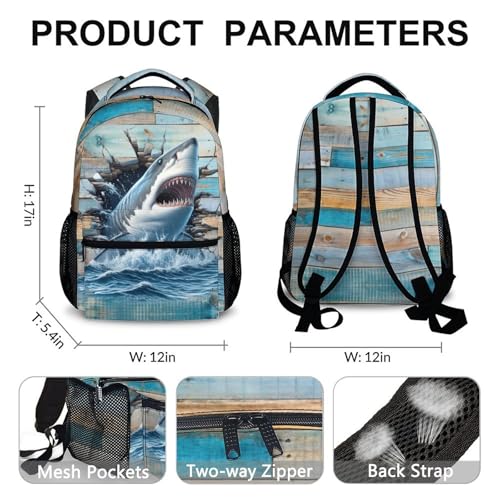 Kids Backpack, Shark Backpacks for Kids 3-8, Shark Theme Gift, Cute 17 Inch Bookbags for Boys Girls, Leisure Bookbag for School Travel Camping Outdoor2