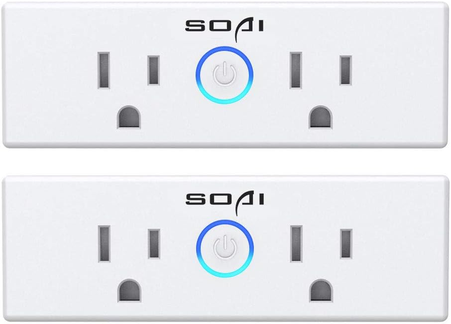 Mini Smart Socket, SOAI Wireless Outlet Wifi Plug Works for Alexa and Google Assistant & IFTTT, APP Remote Control from Anywhere, No Hub Required, Support Voice Control 110V 15A (2 pack)